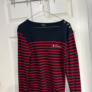 Striped Navy and Red Long Sleeve Top